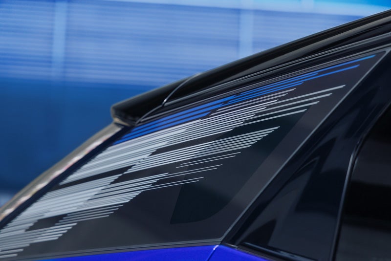 Close-up of the Modern Pattern on the 2026 OPTIQ-V Rear Quarter Glass | Cadillac Mount Kisco in Mount Kisco NY