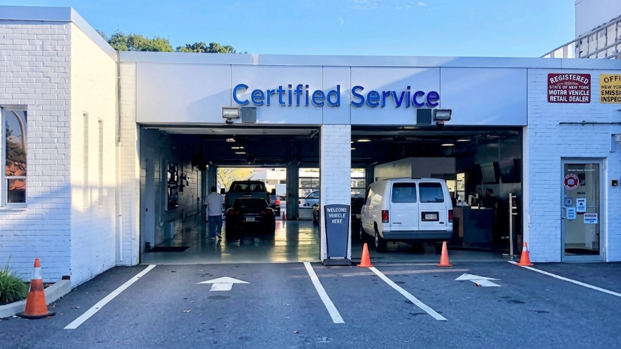Outside of the Cadillac Mount Kisco Certified Service Center